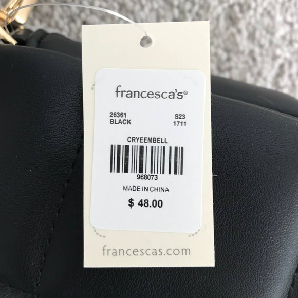 NWT Francesca's | Quilted Crossbody Black with Jewel Design - Picture 8 of 10